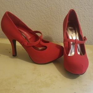 Qupid red platform heels